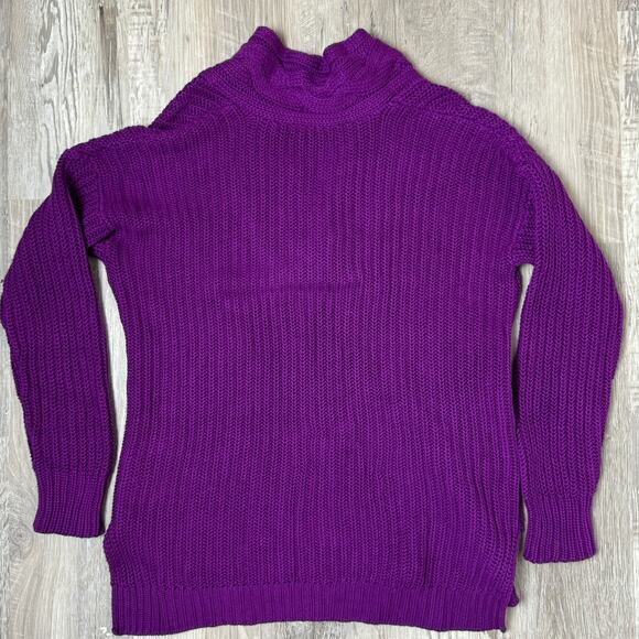 Lauren Ralph Lauren Oversized Cable Knit V-neck Sweater Purple Size Small - Picture 4 of 14